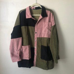 Color block Corduroy Button Down